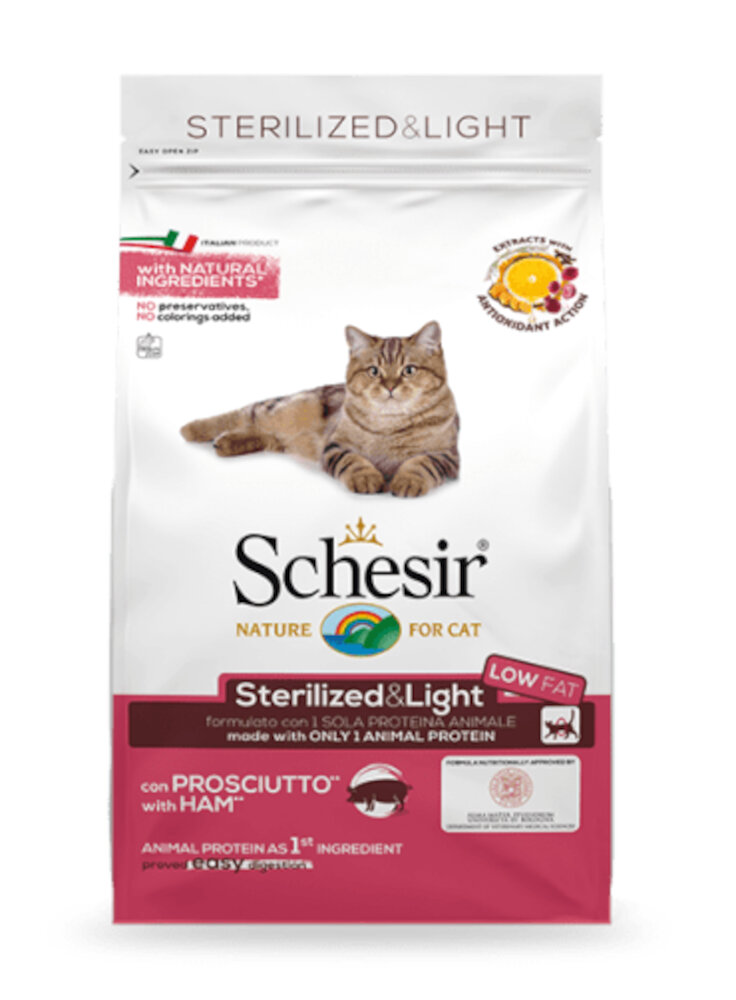 SCHESIR DRY CAT STERILIZED PROSCIUTTO 400g COD. 721